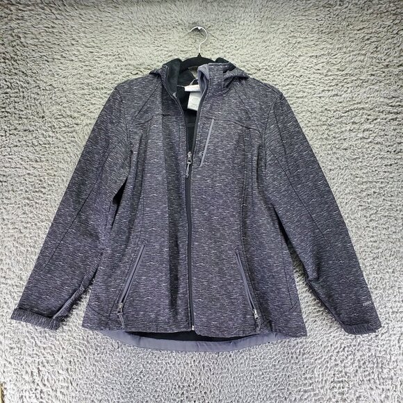 Free Country Jacket Womens Large Gray Hooded Softshell Jacket With Faux Fur Lini - Picture 1 of 7